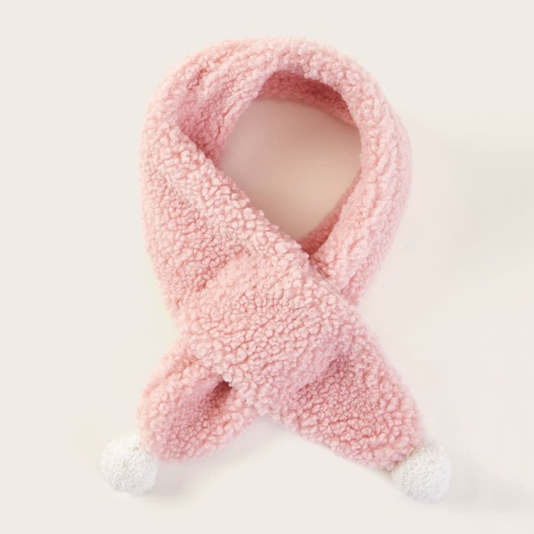 

Toddler Girls Fluffy Pom Pom Decor Scarf, Pink