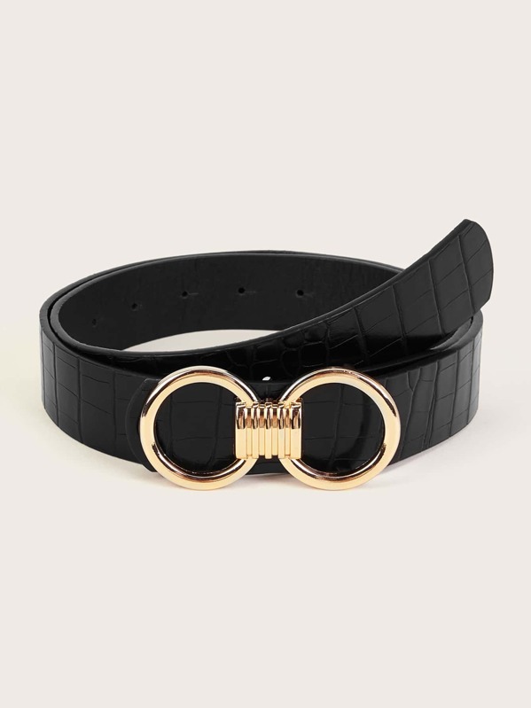 

Croc Pattern O-ring Corset Belt, Black