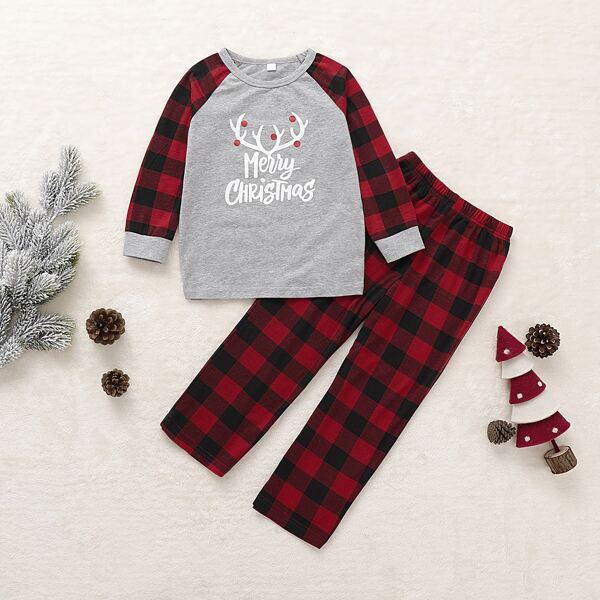 

Toddler Girls Christmas Print Tee With Buffalo Plaid Pants, Multicolor