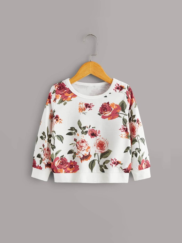 

Toddler Girls Floral Print Rib-knit Trim Sweatshirt, Multicolor