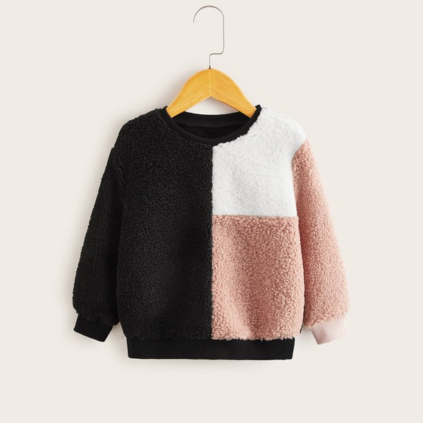 

Toddler Girls Cut And Sew Teddy Sweatshirt, Multicolor