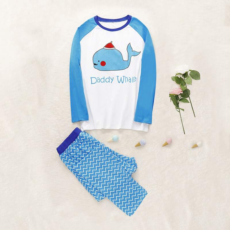 

Guys Christmas Whale Print Ringe Tee With Pants, Multicolor