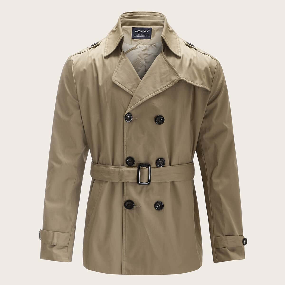

Guys Double Breasted Belted Trench Coat, Khaki