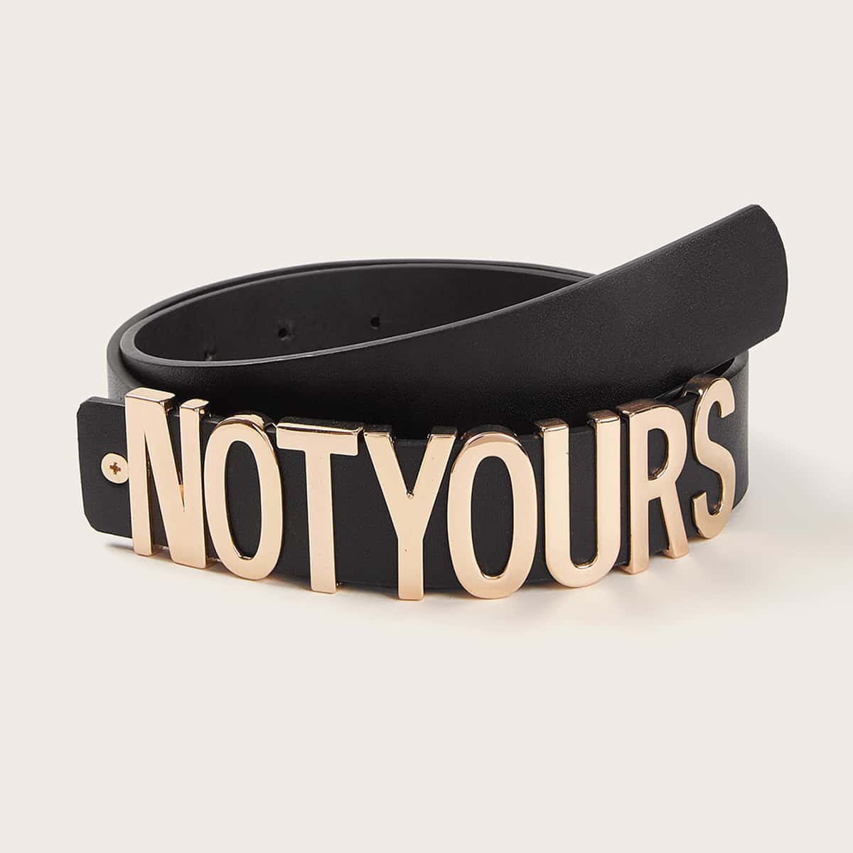 

Slogan Decor Buckle Belt, Black