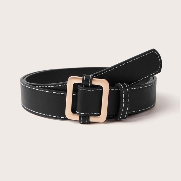 

Geometric Buckle Belt, Black