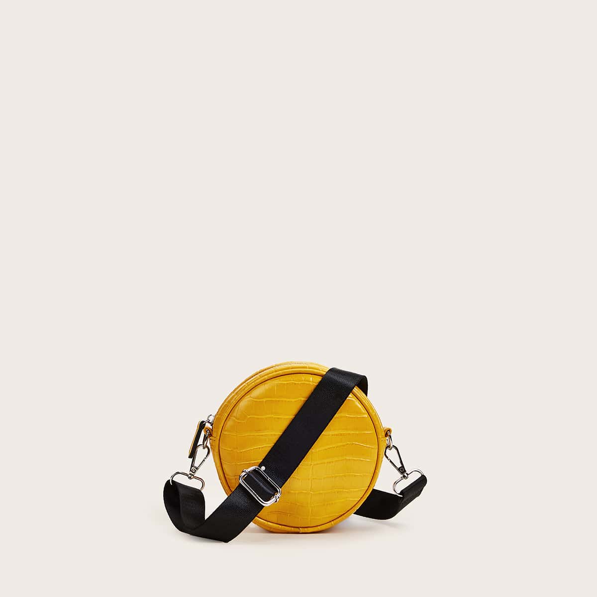 

Round Shaped Croc Embossed Crossbody Bag, Yellow