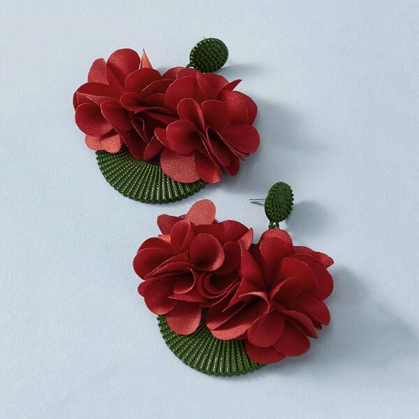 

1pair Flower Decor Round Drop Earrings, Multicolor