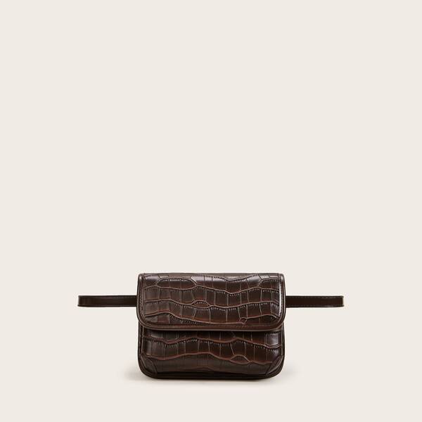 

Croc Embossed Fanny Pack, Brown