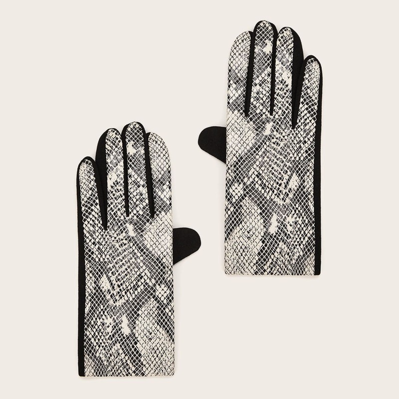 

1pair Snakeskin Pattern Gloves, Multicolor