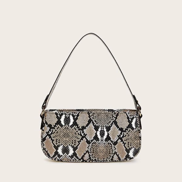 

Snakeskin Baguette Bag, Multicolor