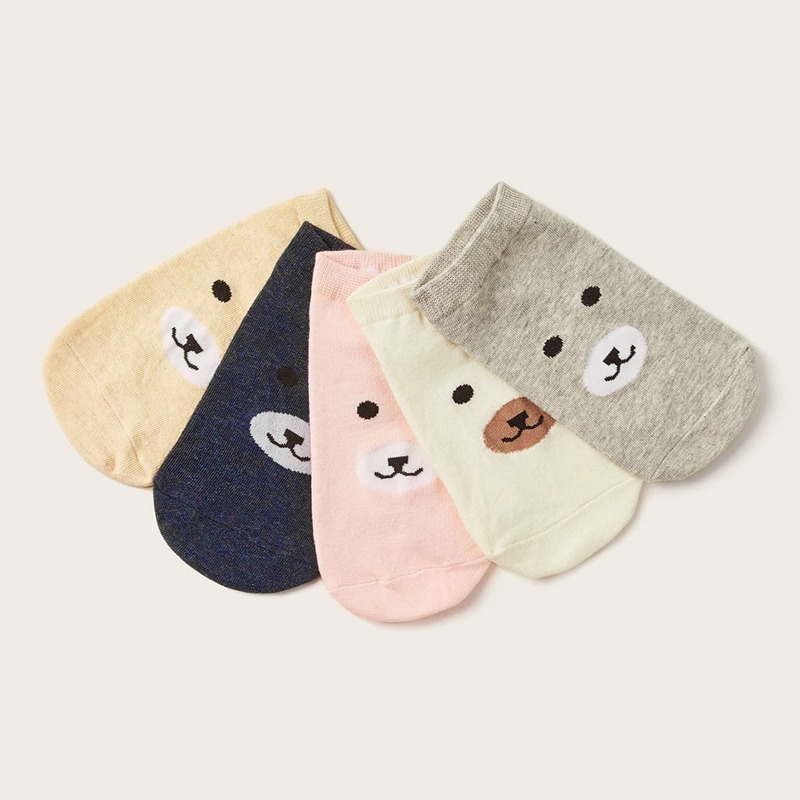 

5pairs Cartoon Graphic Ankle Socks, Multicolor