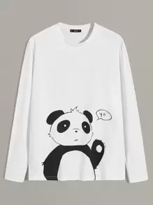 Manfinity Men Panda Print Tee - White - View 1