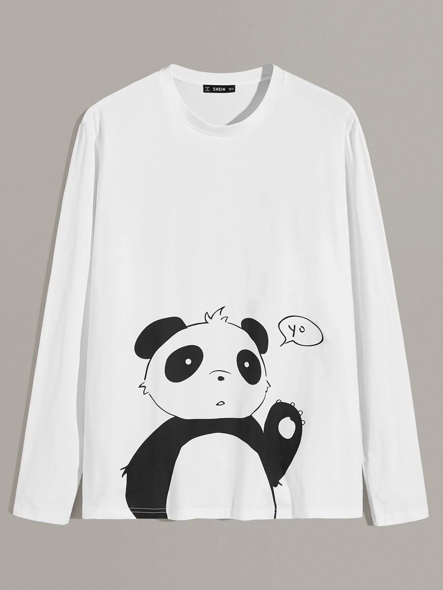 Manfinity Men Panda Print Tee - White - View 1
