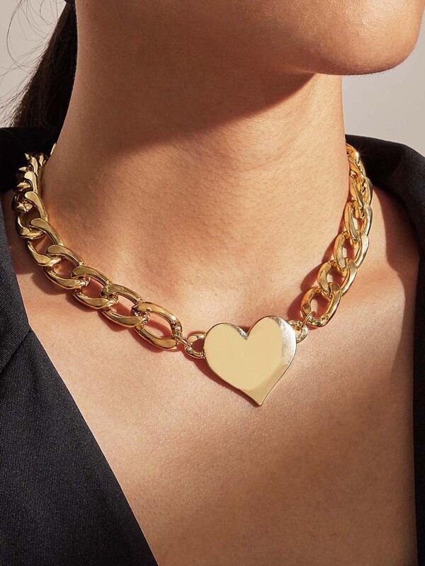 1pc Heart Charm Chain Necklace SHEIN USA