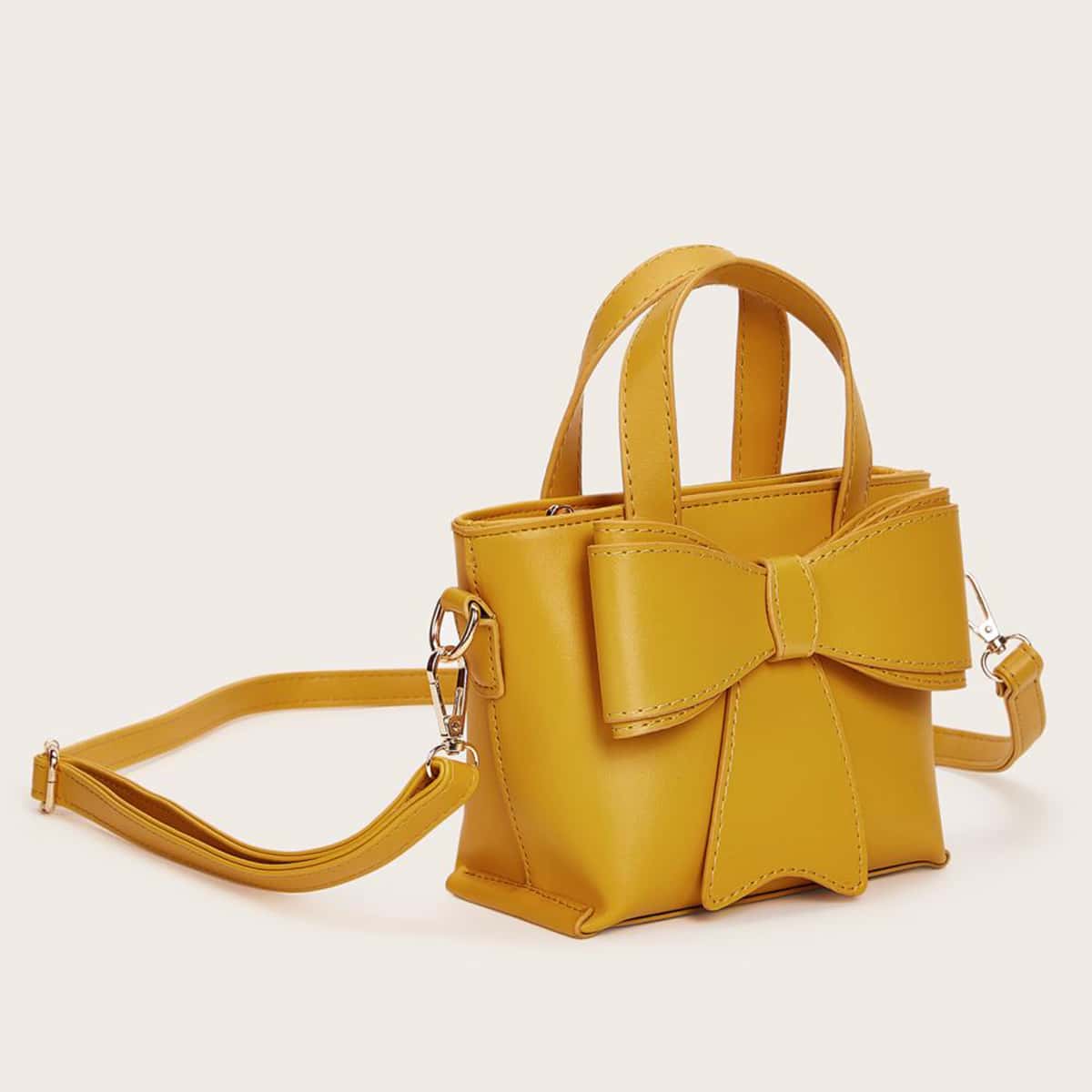 

Bow Decor Satchel Bag, Yellow