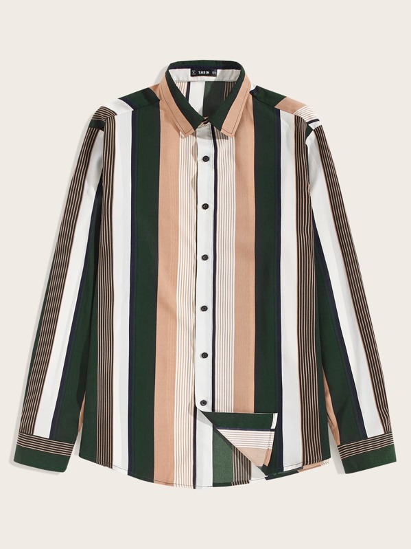 

Men Striped Collared Shirt, Multicolor