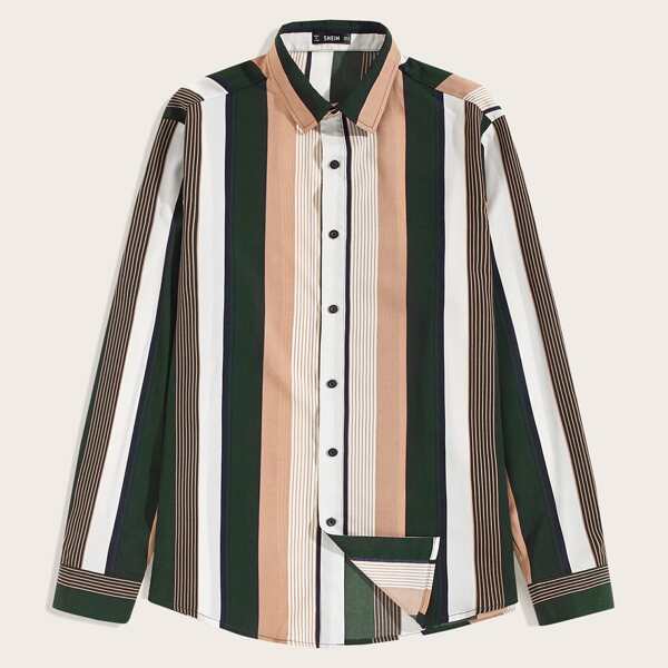 

Men Striped Collared Shirt, Multicolor