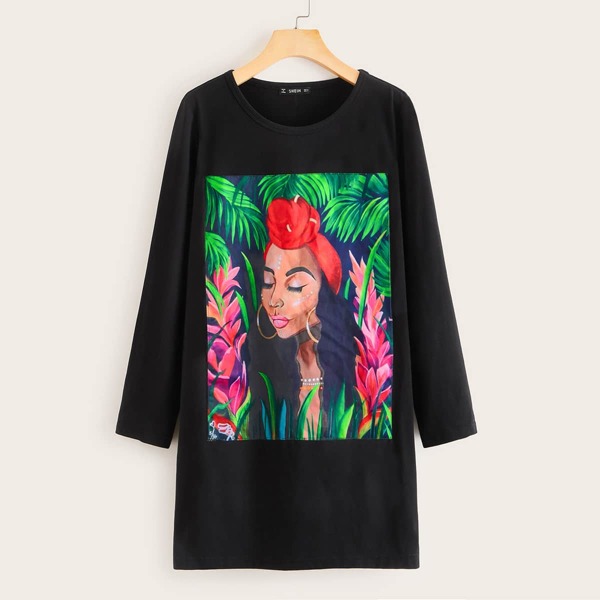 

Figure Graphic Tee Dress, Black