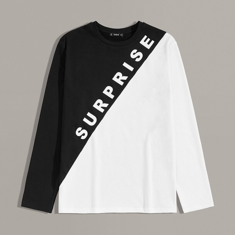 

Guys Letter Graphic Two Tone Tee, Black and white