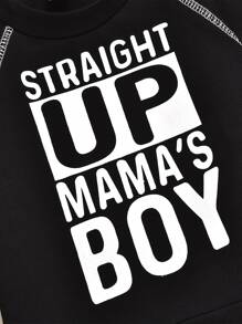 SHEIN Toddler Boys Slogan Graphic Sweatshirt With Side Striped Joggers