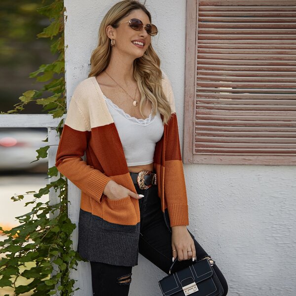 

Color Block Pocket Cardigan, Multicolor