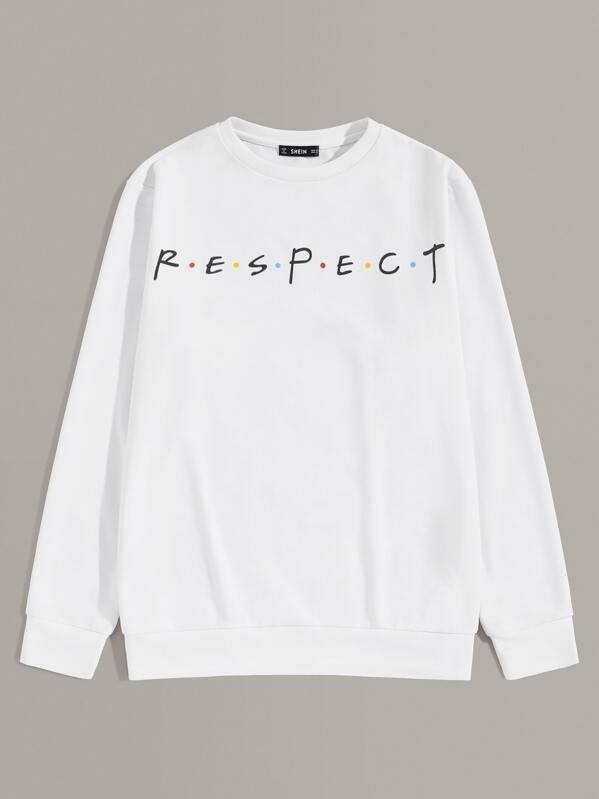 

Men Letter Graphic Sweatshirt, White, Aaron
