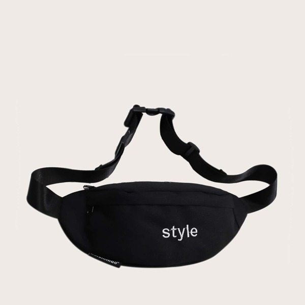 

Kids Letter Embroidered Fanny Pack, Black