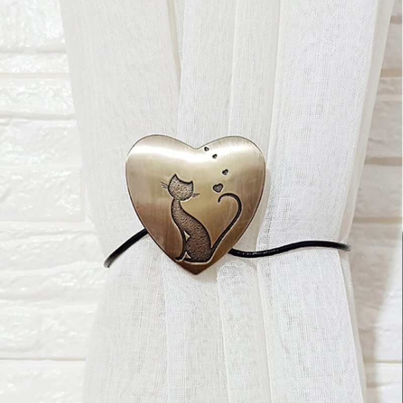 

1pc Random Heart Cat Magnetic Curtain Tieback, Multicolor