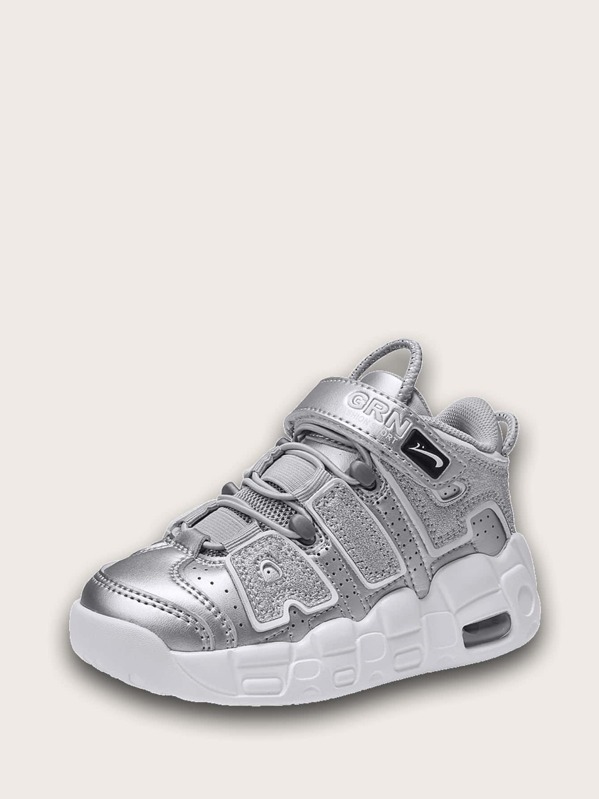 

Girls Metallic Velcro Strap Sneakers, Silver