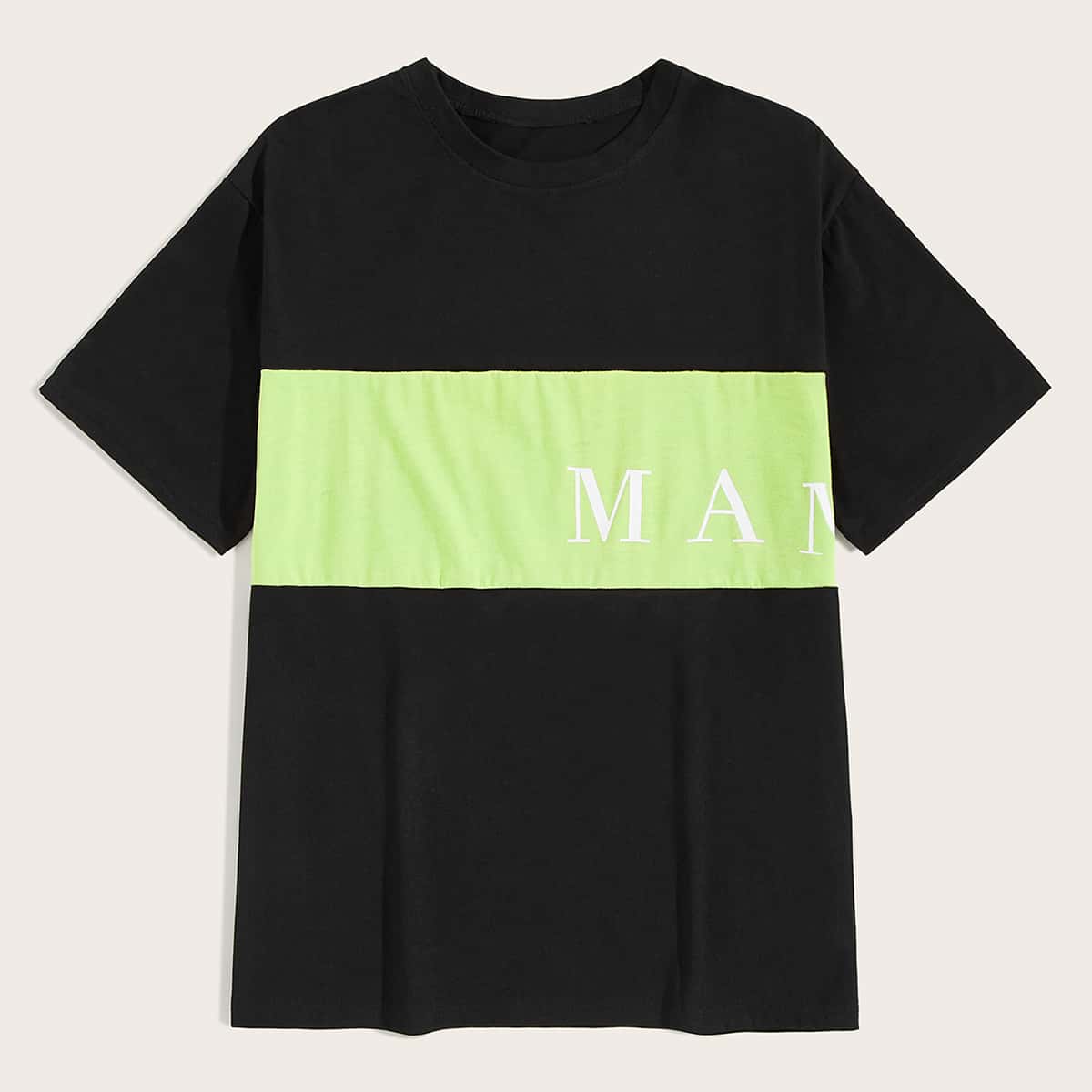 

Guys Contrast Panel Letter Graphic Tee, Multicolor