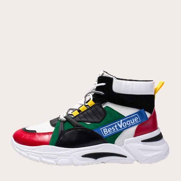 

Men Color Block Suede Panel Chunky Sneakers, Multicolor