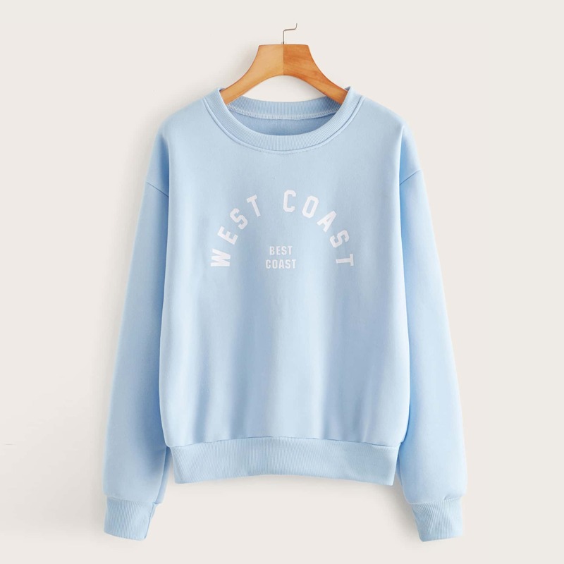 

Letter Graphic Drop Shoulder Pullover, Blue pastel