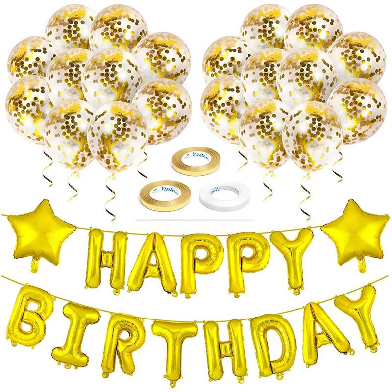 

27pcs Birthday Decorative Balloon Set, Yellow