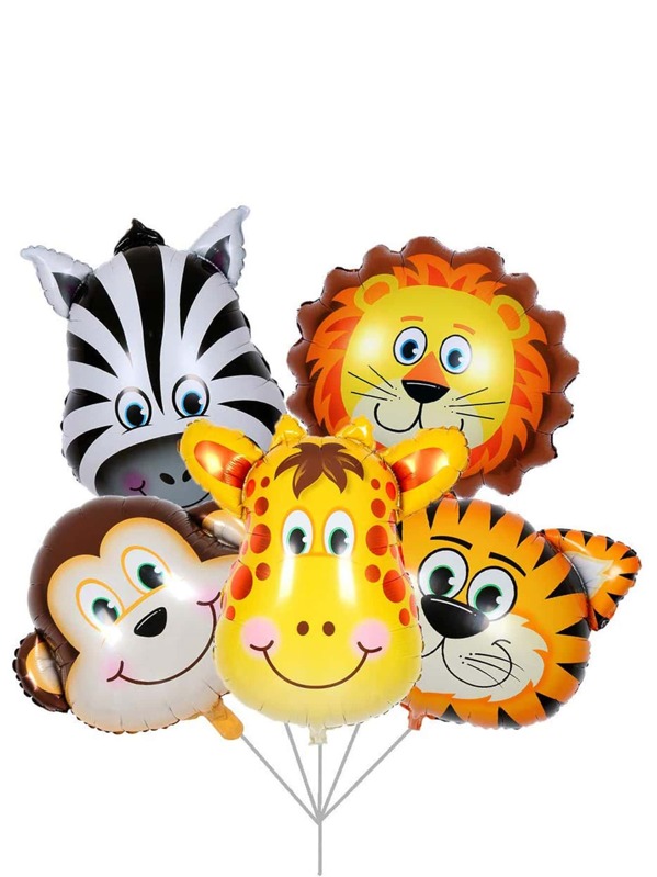 

5pcs Animal Shaped Balloon, Multicolor
