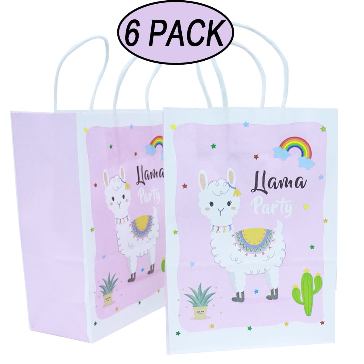 

6pcs Alpaca Print Paper Bag, Multicolor