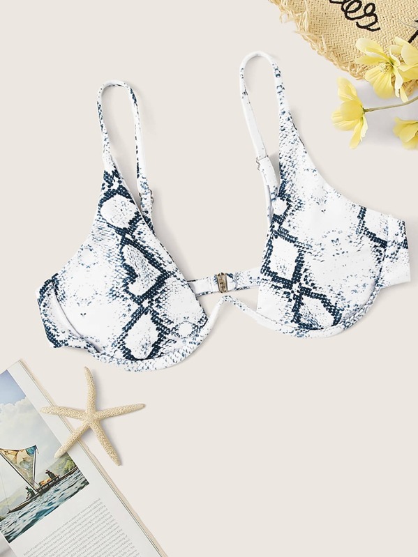 

Snakeskin Underwire Bikini Top, White
