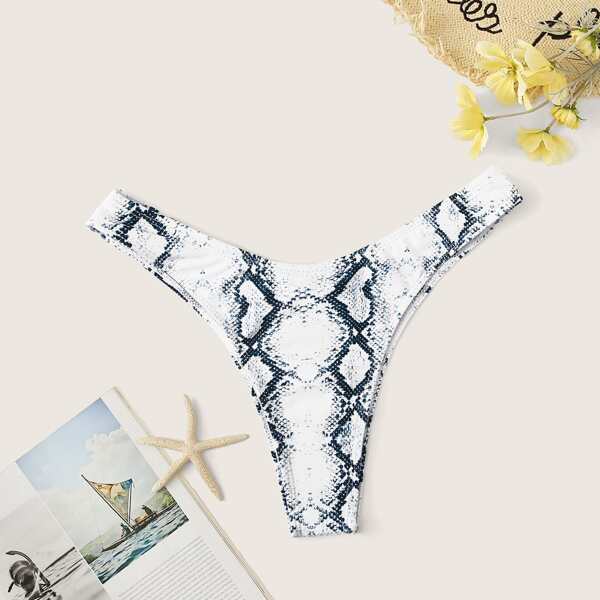 

Snakeskin High Cut Bikini Panty, White