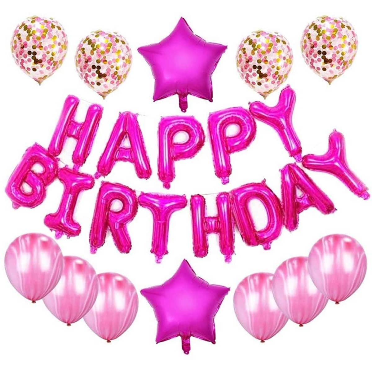 

13pcs Birthday Decorative Balloon Set, Pink