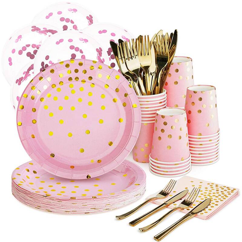 

125pcs Disposable Party Cutlery Set, Pink