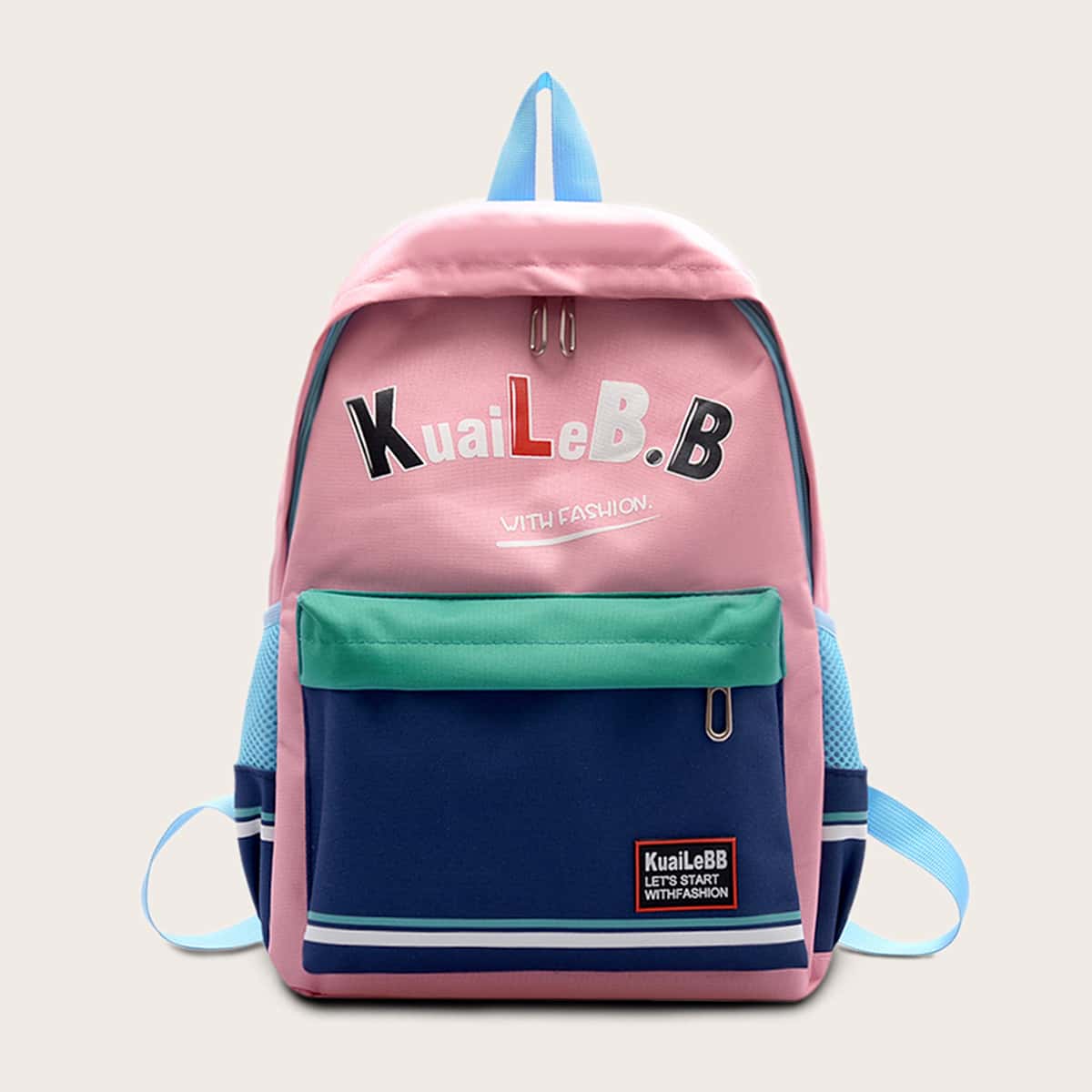 

Letter Graphic Color Block Backpack, Multicolor