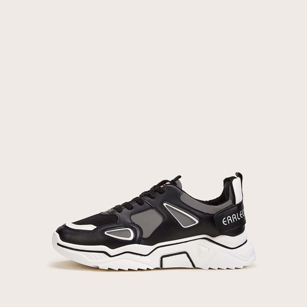 

Men Lace-up Front Chunky Sneakers, Black