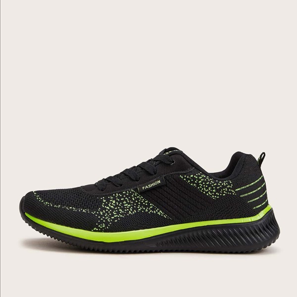 

Men Knit Lace-up Sneakers, Black