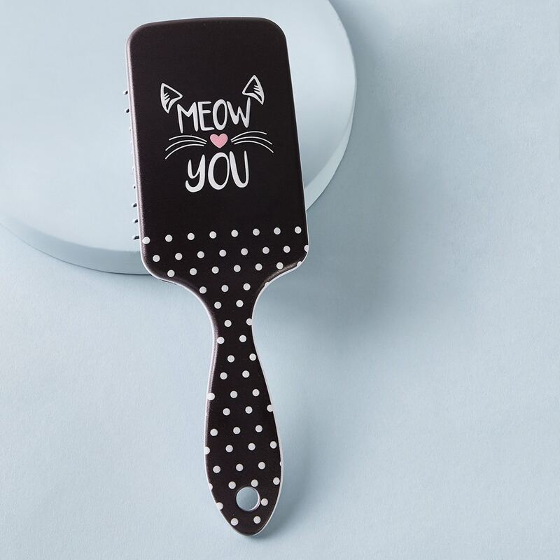 

Letter & Cartoon Pattern Hair Comb, Black