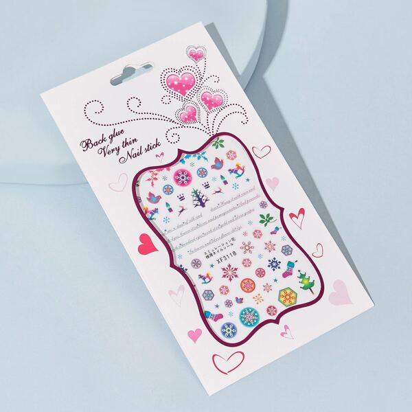 

1sheet Snowflake & Tree Pattern Nail Sticker, Multicolor