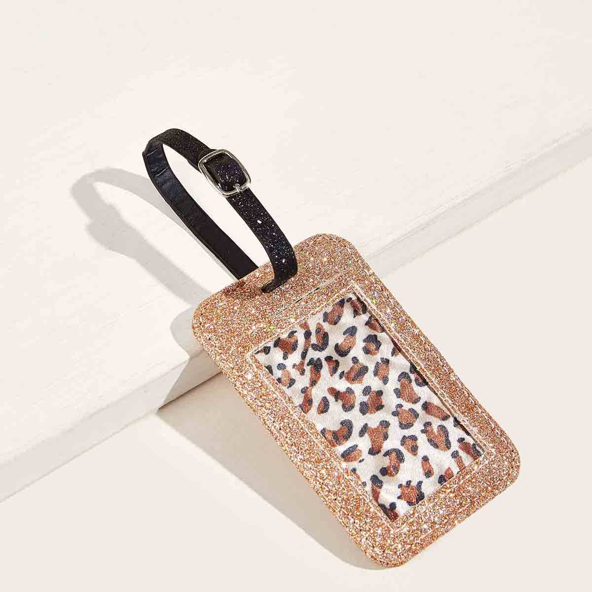 

Glitter Leopard Print Card Holder, Multicolor