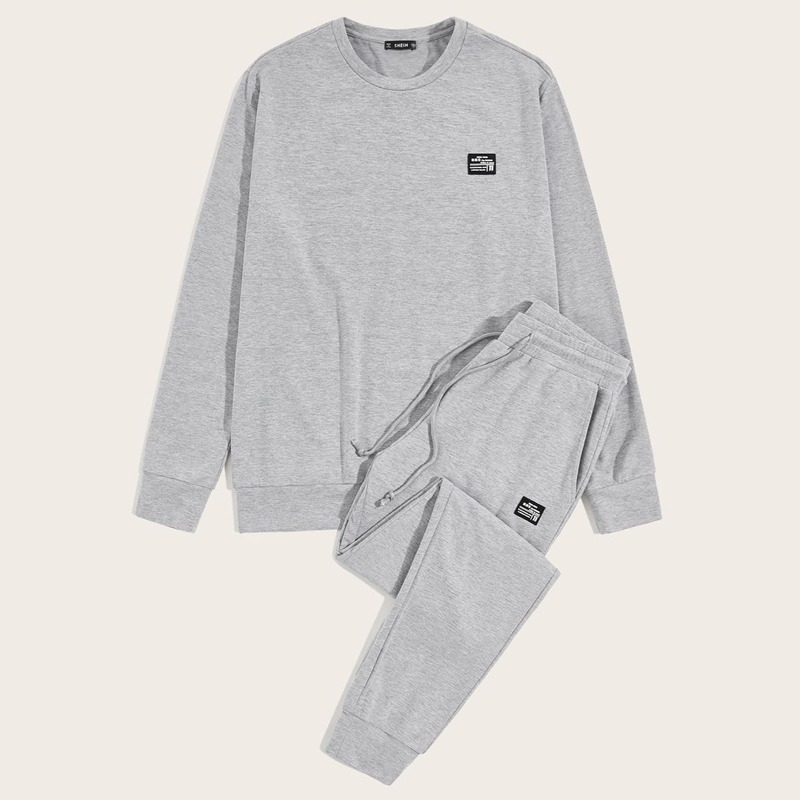 

Guys Patch Detail Pullover & Joggers Set, Grey