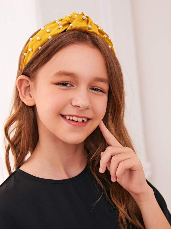 

Girls Faux Pearl Decor Headband, Yellow