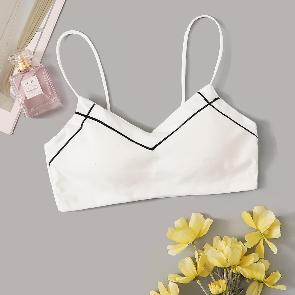 

Spaghetti Strap Wireless Bralette, White
