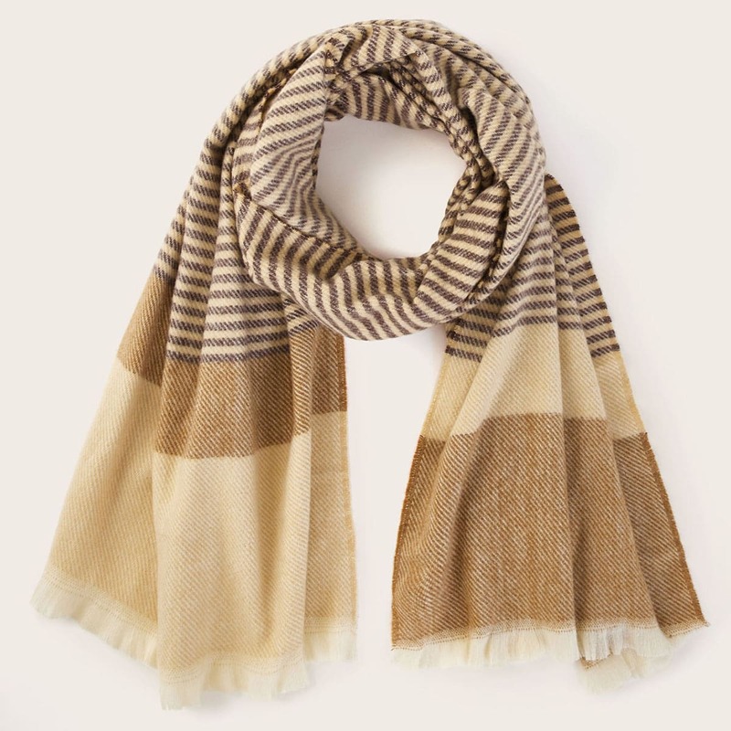 

Striped Fringe Hem Scarf, Multicolor
