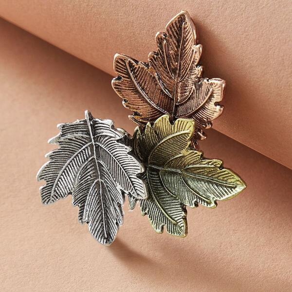 

1pc Leaf Design Brooch, Multicolor